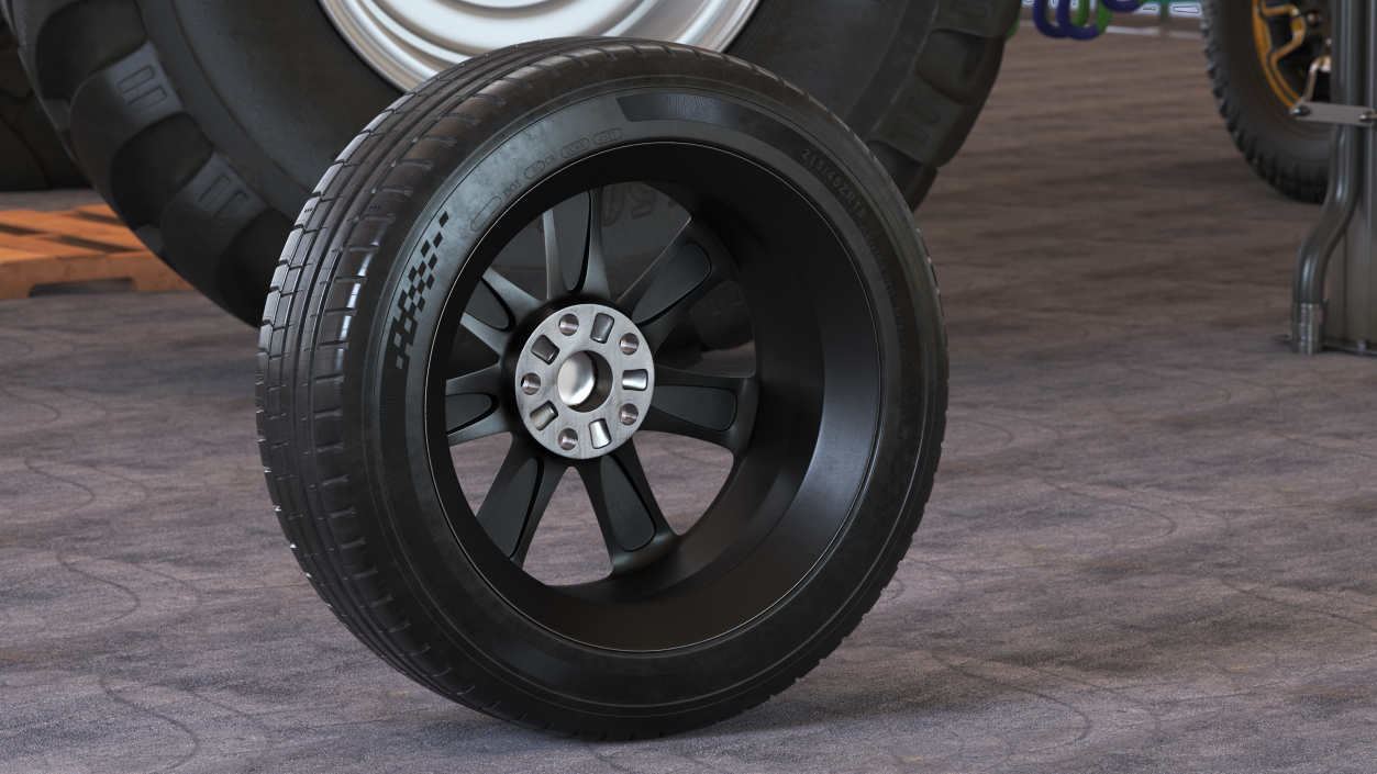 Car Wheel Rim Carrying Tire 3D