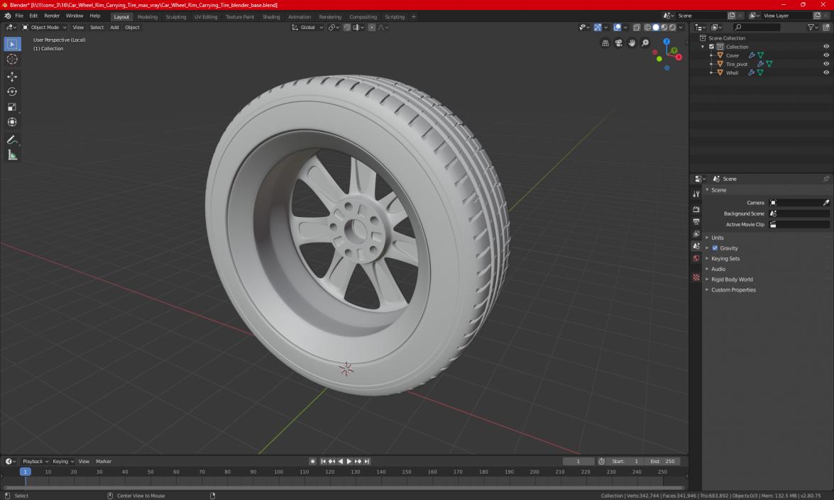 Car Wheel Rim Carrying Tire 3D