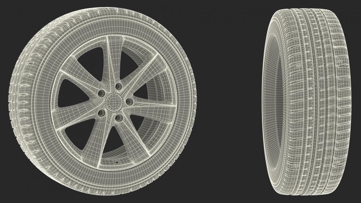 Car Wheel Rim Carrying Tire 3D