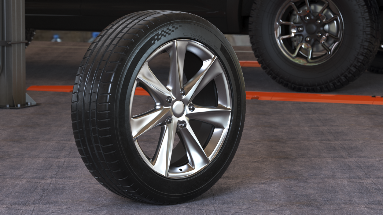 Car Wheel Rim Carrying Tire 3D