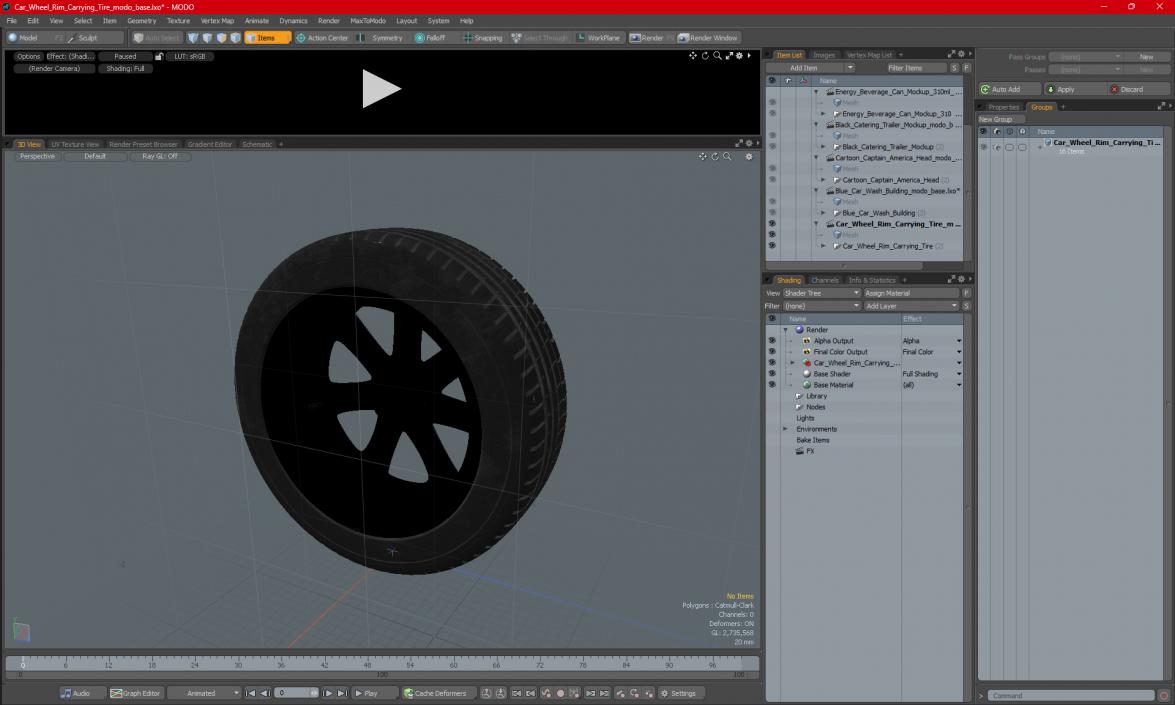 Car Wheel Rim Carrying Tire 3D