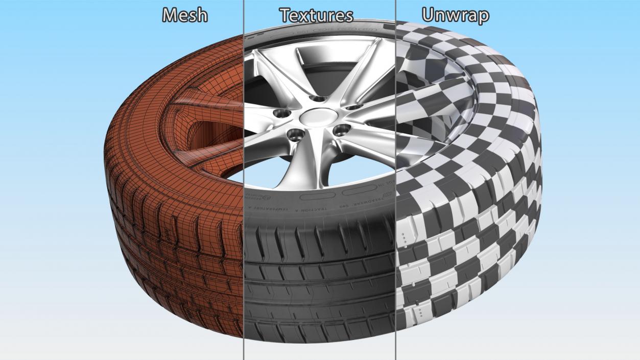 Car Wheel Rim Carrying Tire 3D