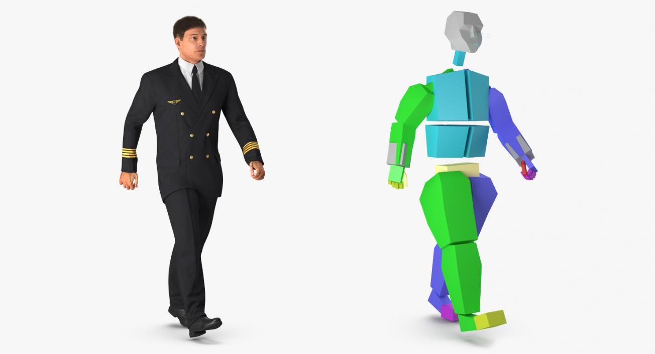 3D model Airline Pilot with Hair Rigged