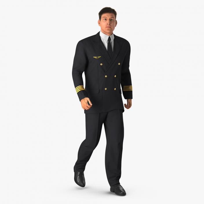 3D model Airline Pilot with Hair Rigged