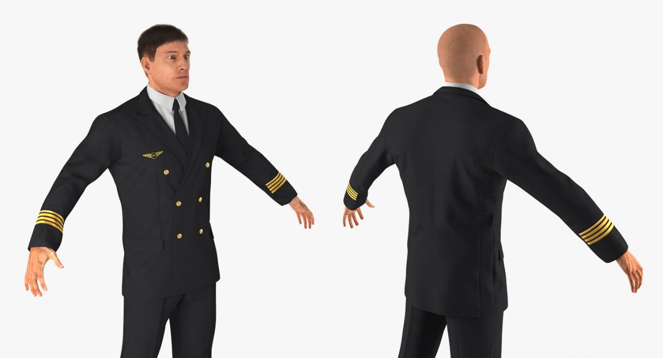 3D model Airline Pilot with Hair Rigged