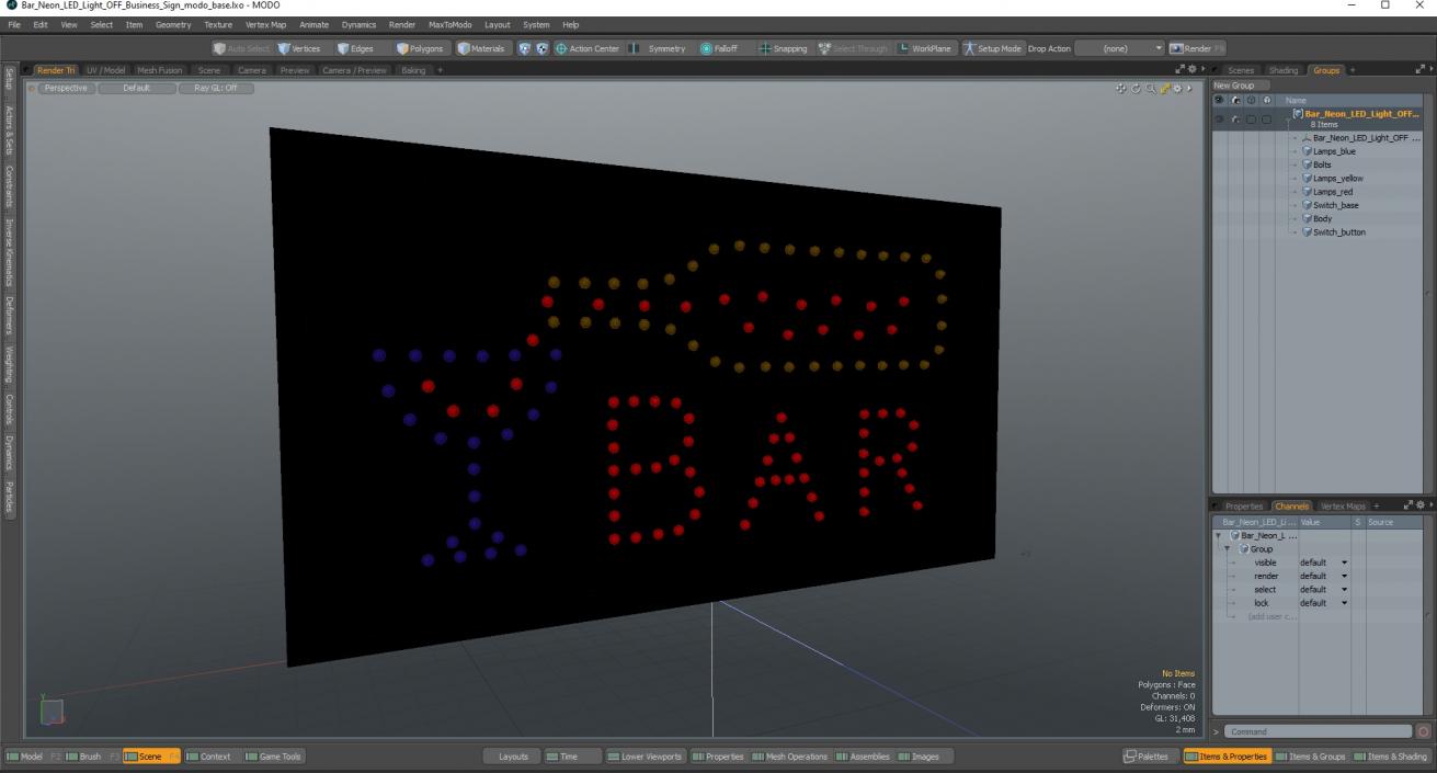 3D Bar Neon LED Light OFF Business Sign