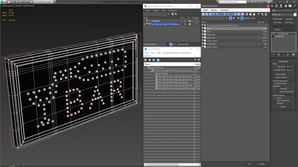 3D Bar Neon LED Light OFF Business Sign