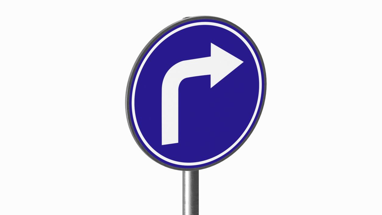 3D Road Sign Turn Right Ahead