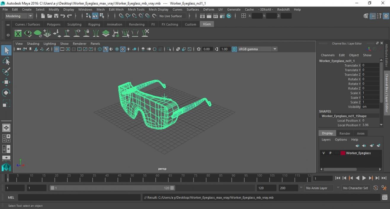 3D model Worker Eyeglass