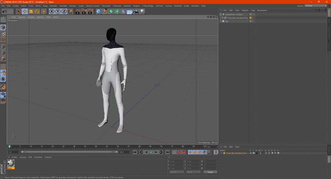 Tesla Bot Neutral Pose 3D