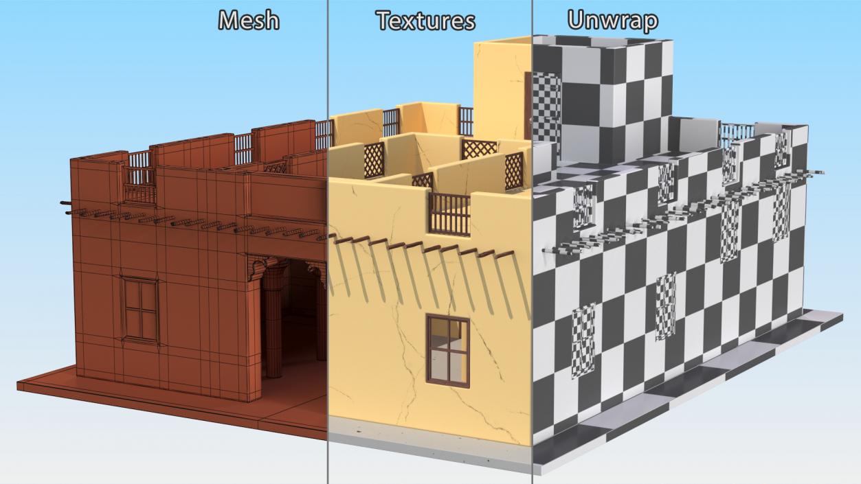 Cartoon Arab House with a Courtyard 2 3D