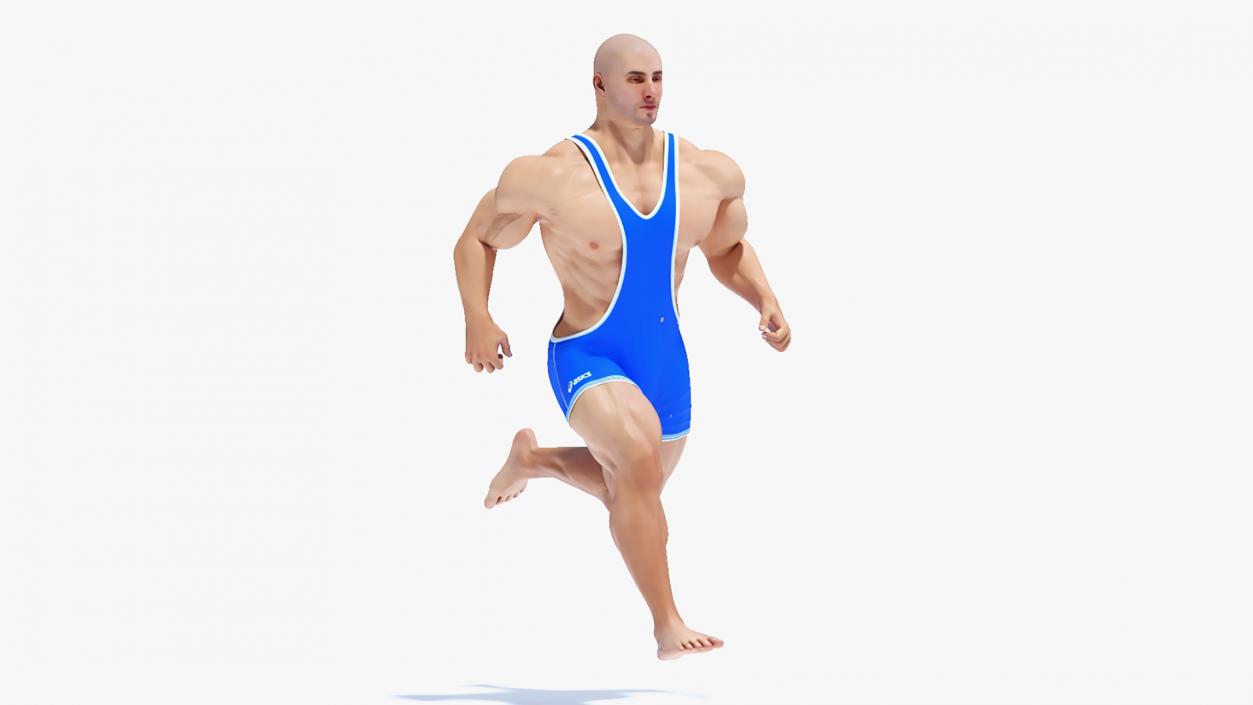 3D model Powerful Athlete Wearing Asics Blue Leotard Rigged