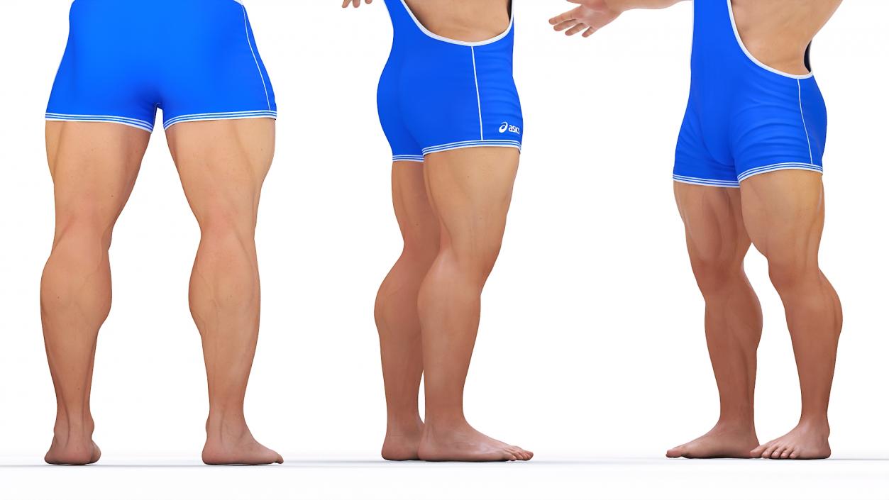 3D model Powerful Athlete Wearing Asics Blue Leotard Rigged