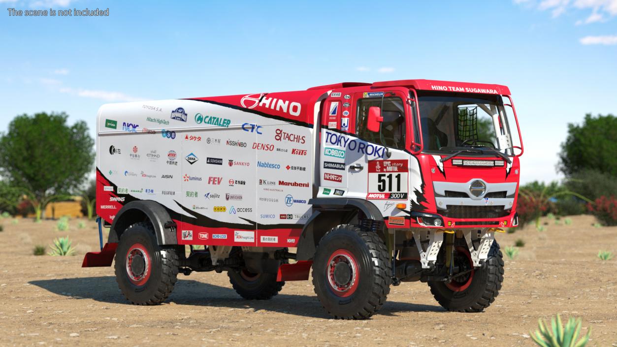 3D Hino Dakar Truck Rigged model