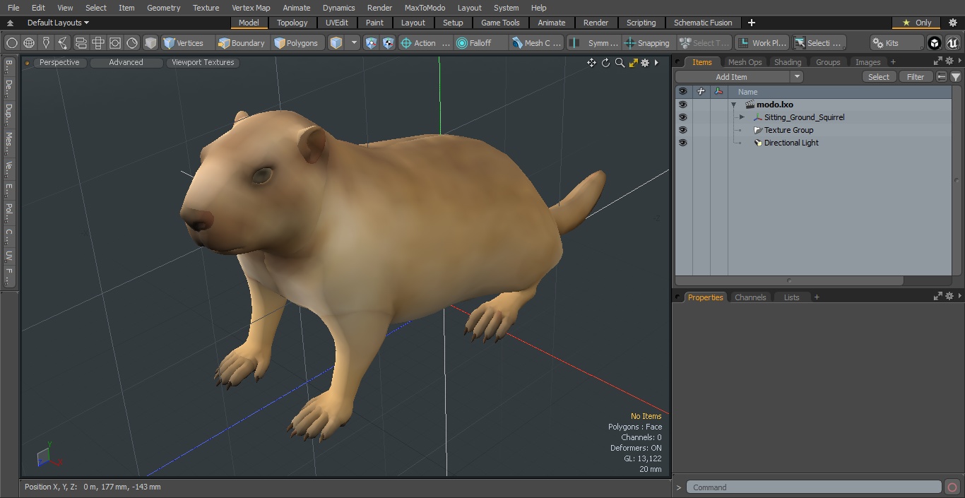 3D Sitting Ground Squirrel model