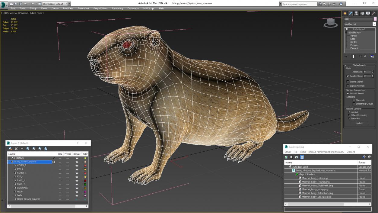 3D Sitting Ground Squirrel model