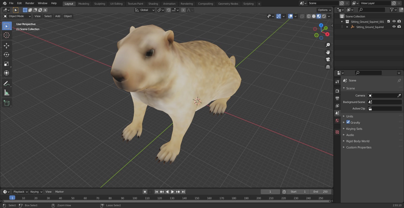 3D Sitting Ground Squirrel model