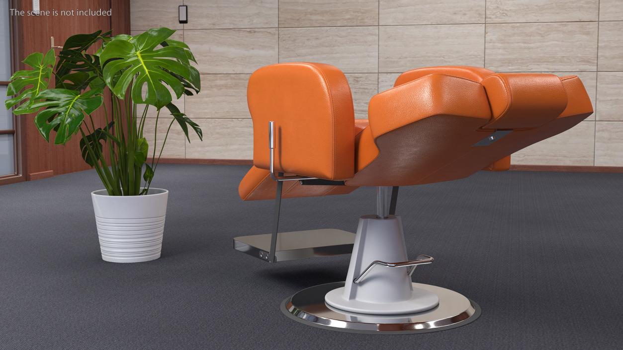 Beauty Salon Chair Unfolded Orange 3D model