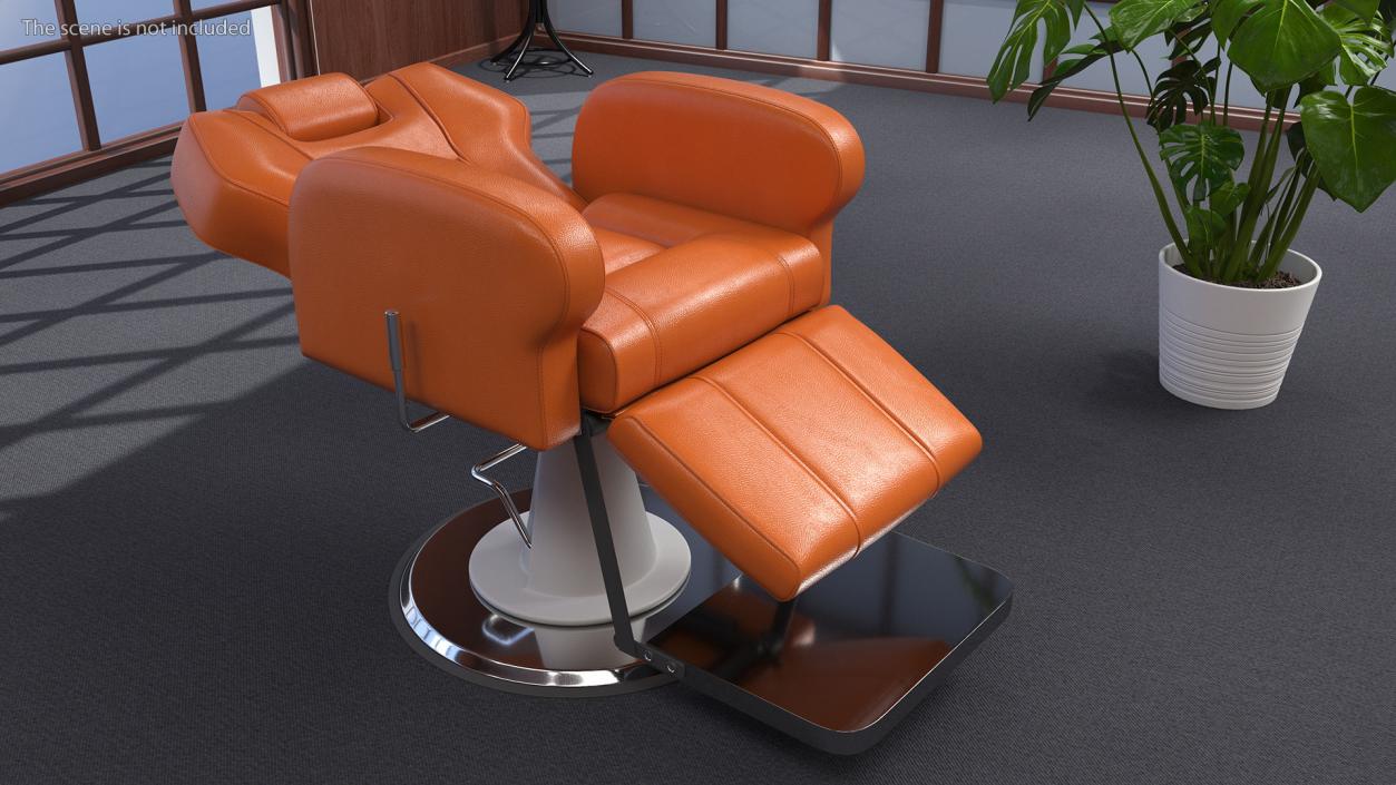 Beauty Salon Chair Unfolded Orange 3D model