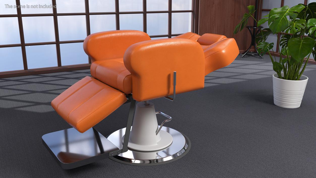 Beauty Salon Chair Unfolded Orange 3D model