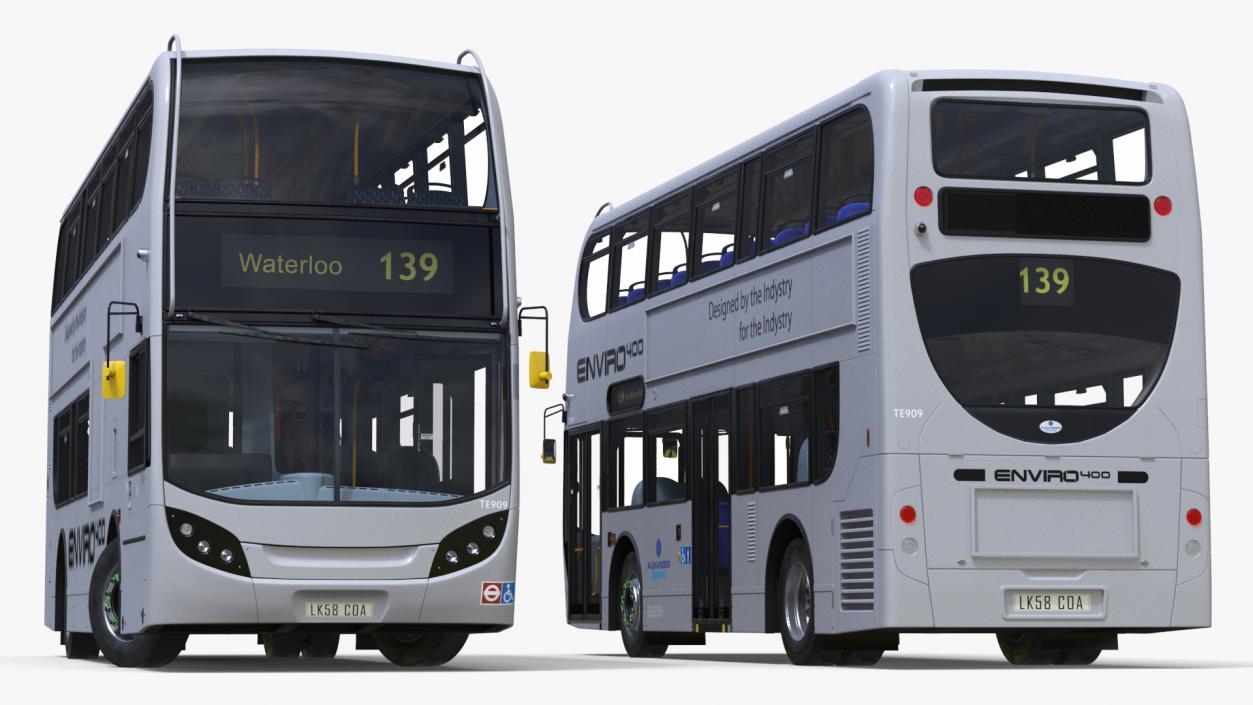 3D model Alexander Dennis Enviro400 Double Decker Bus Rigged for Maya