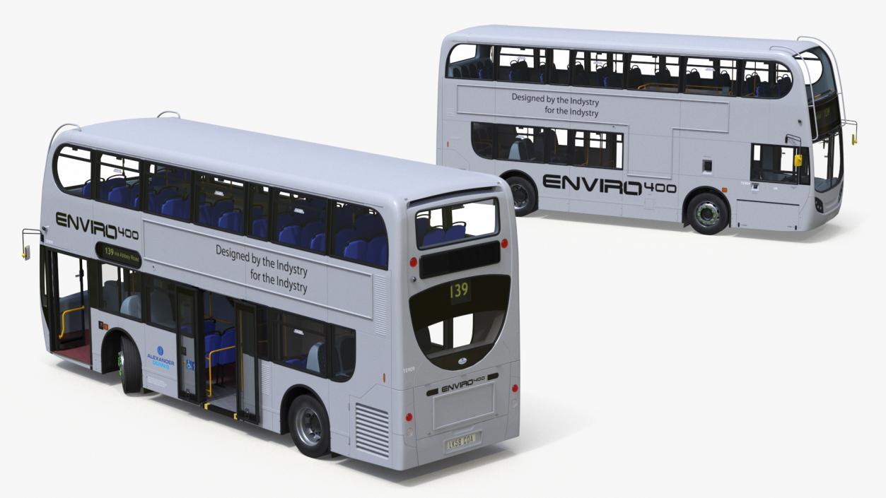 3D model Alexander Dennis Enviro400 Double Decker Bus Rigged for Maya