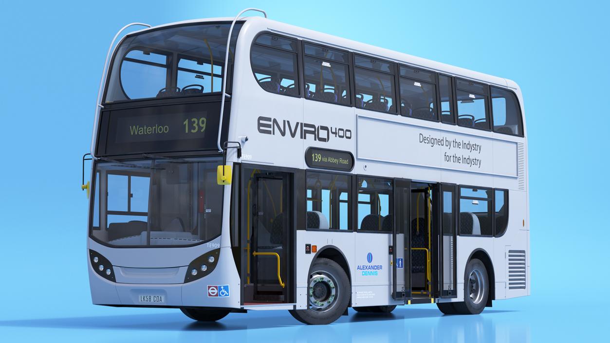 3D model Alexander Dennis Enviro400 Double Decker Bus Rigged for Maya