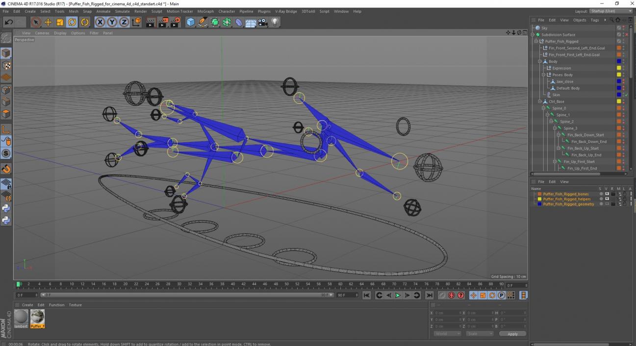 Puffer Fish Rigged for Cinema 4D 3D