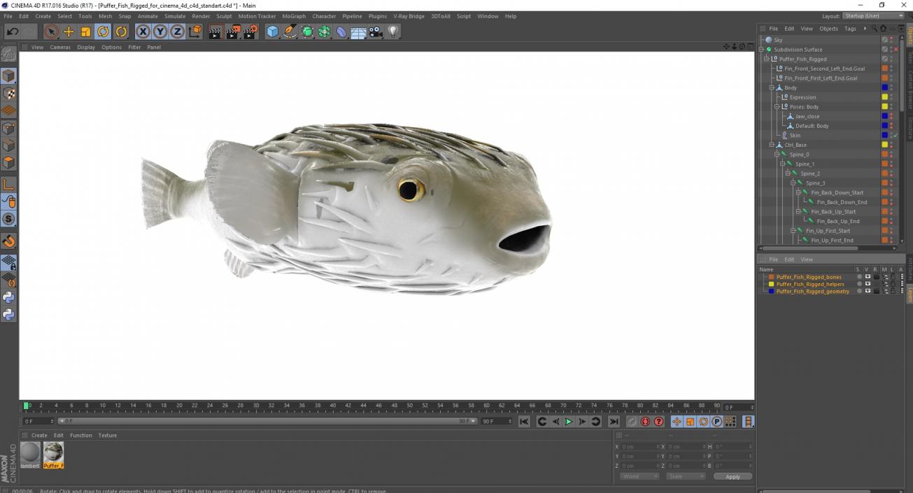 Puffer Fish Rigged for Cinema 4D 3D