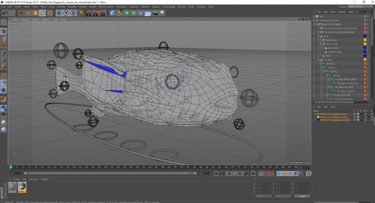 Puffer Fish Rigged for Cinema 4D 3D