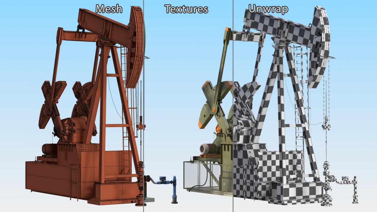 Oil Pumpjack Rigged 3D model