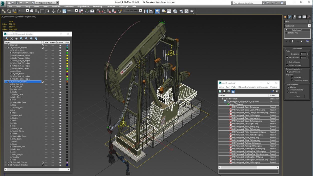 Oil Pumpjack Rigged 3D model