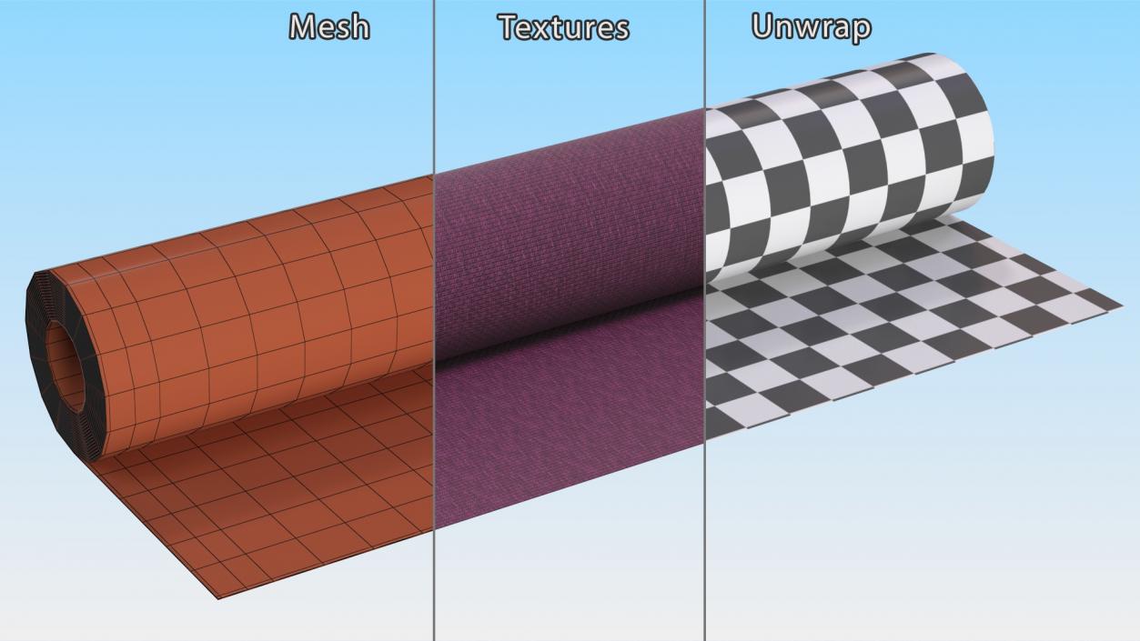 3D Fabric Roll Purple model