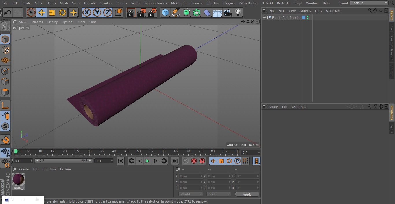 3D Fabric Roll Purple model