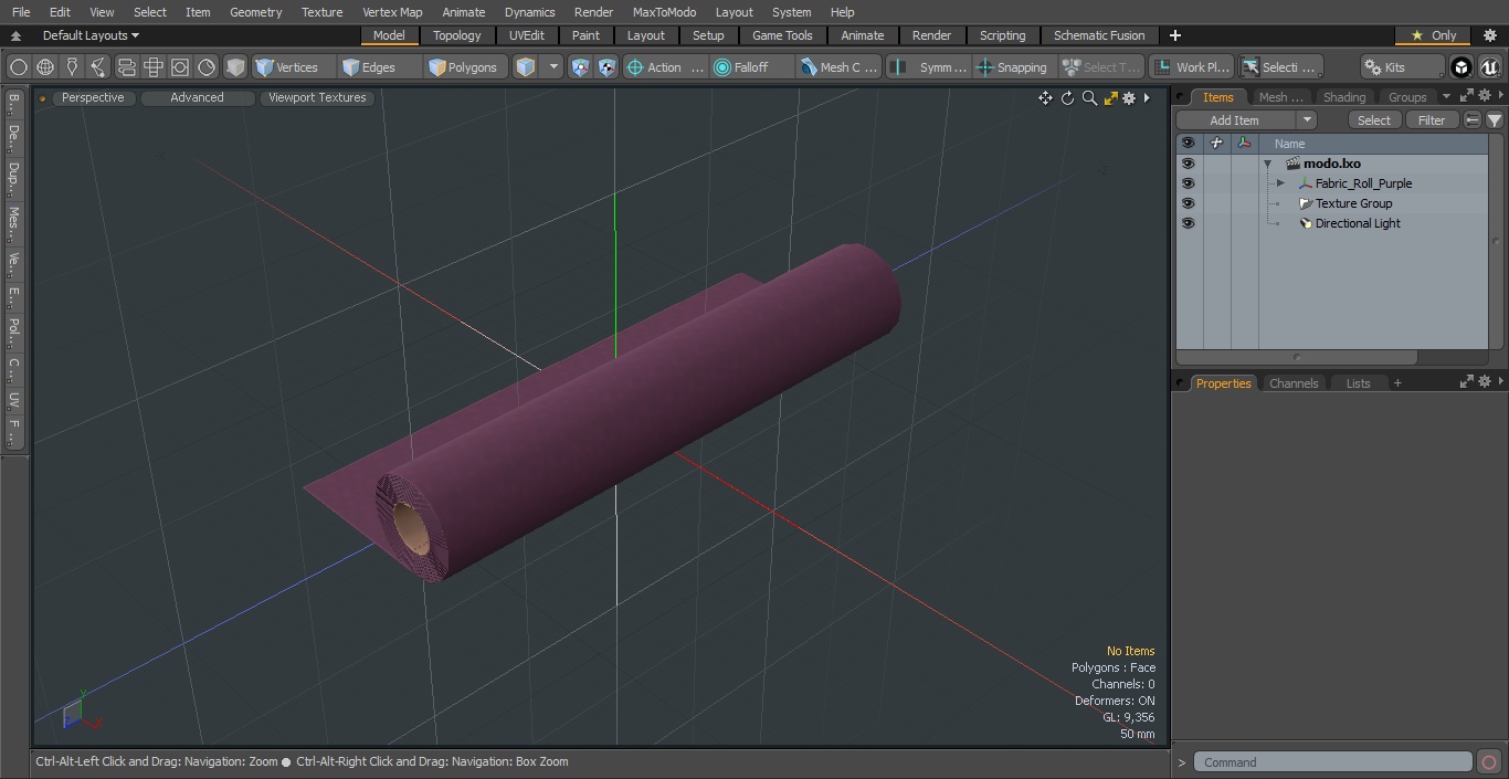 3D Fabric Roll Purple model