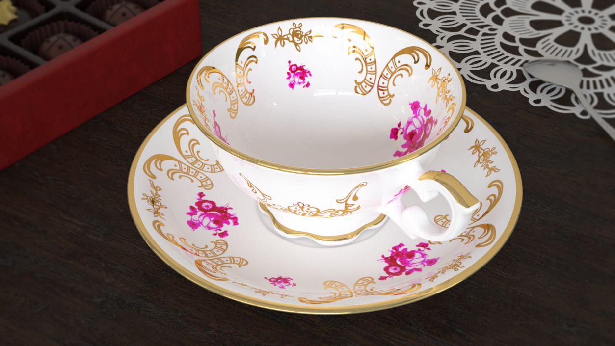 3D model Antique Teacup and Saucer