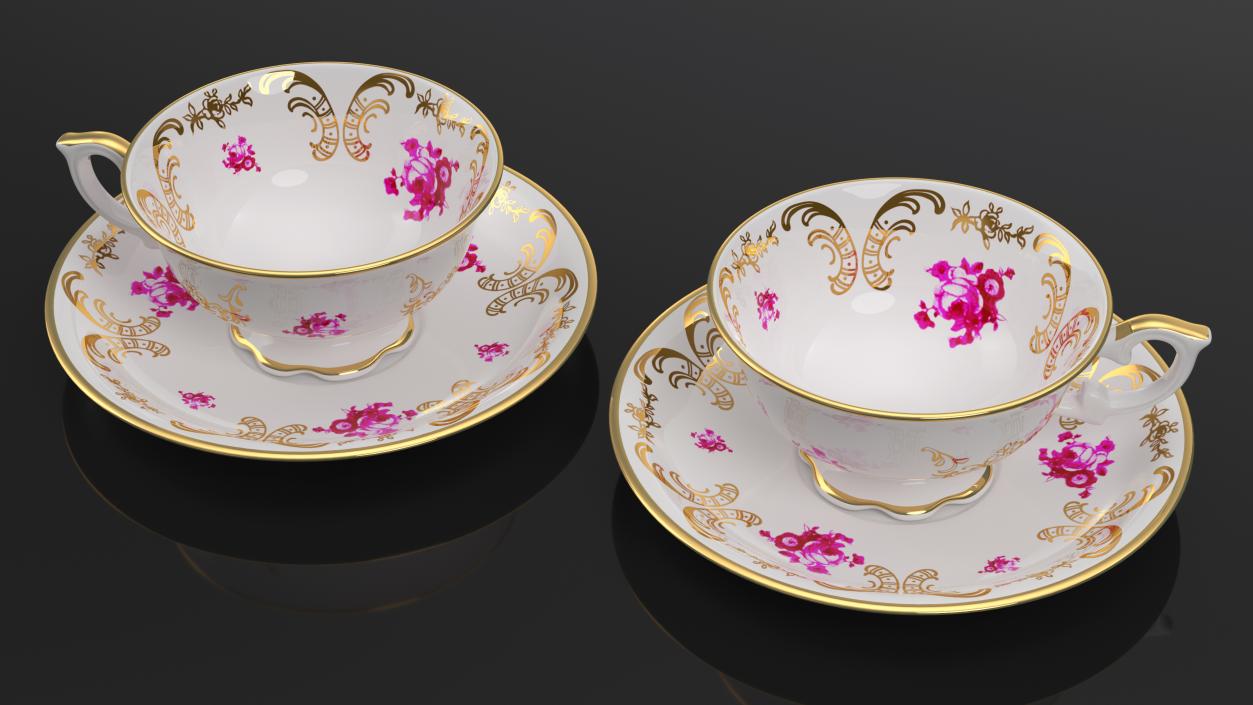 3D model Antique Teacup and Saucer