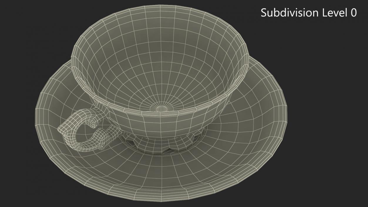 3D model Antique Teacup and Saucer