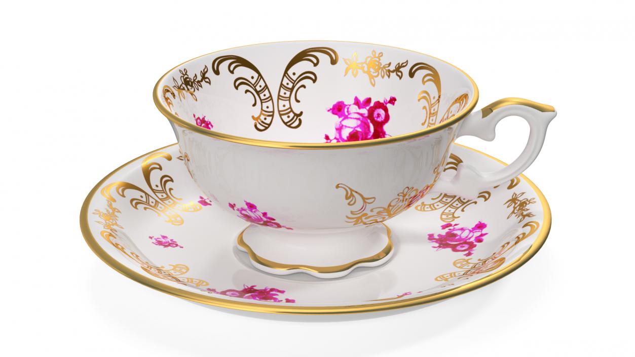 3D model Antique Teacup and Saucer