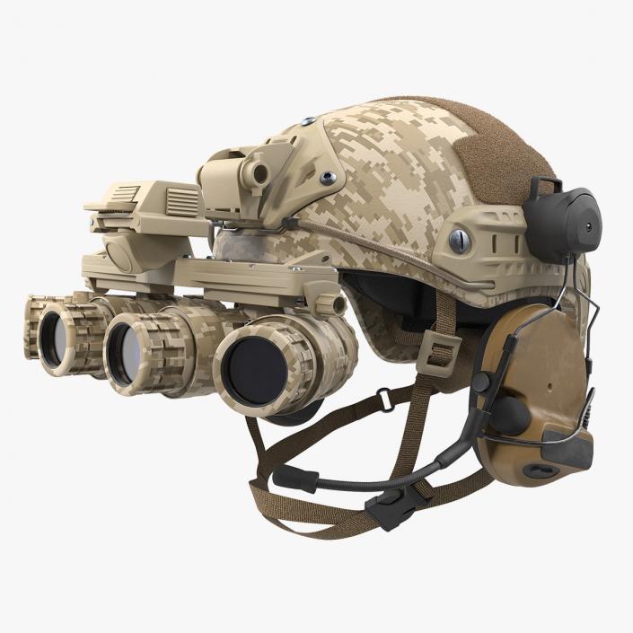 Tactical Helmet Digital Camo with Fur 3D