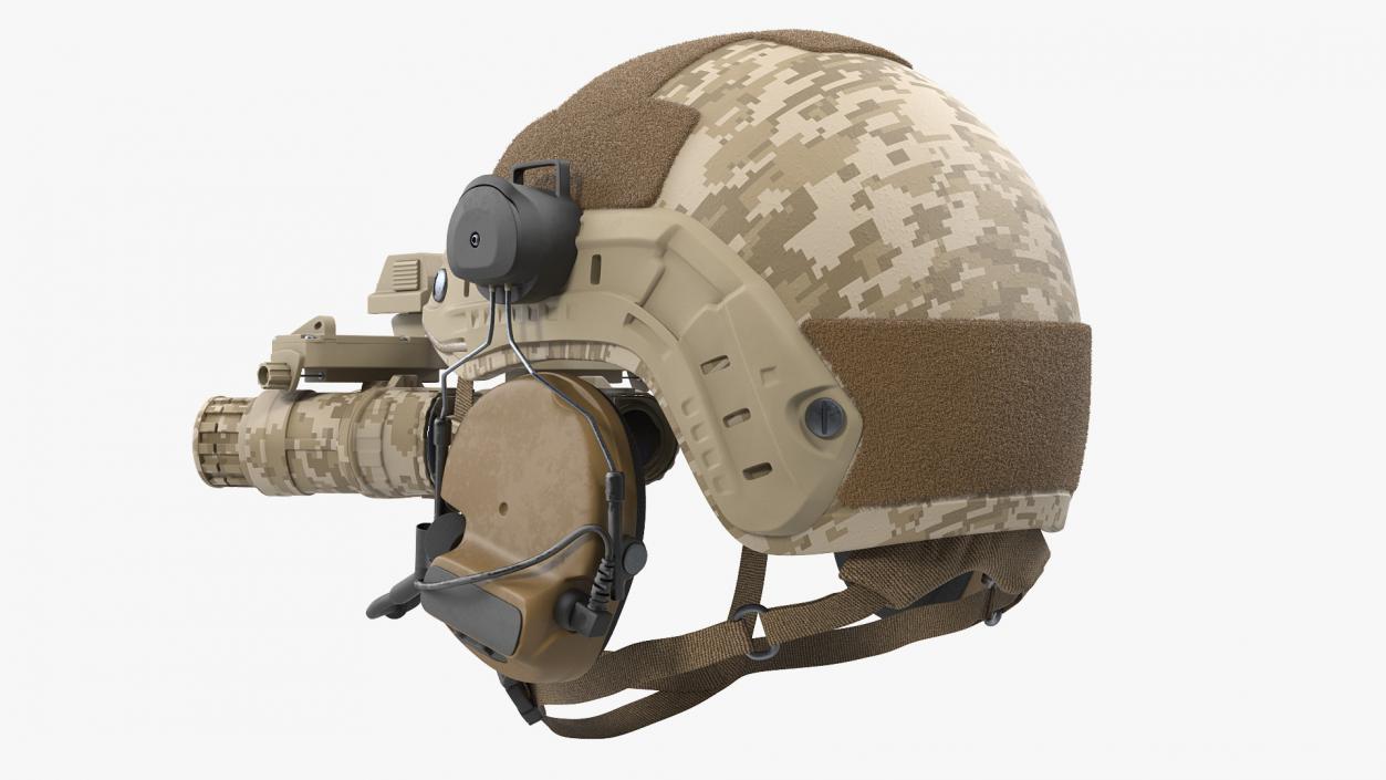 Tactical Helmet Digital Camo with Fur 3D