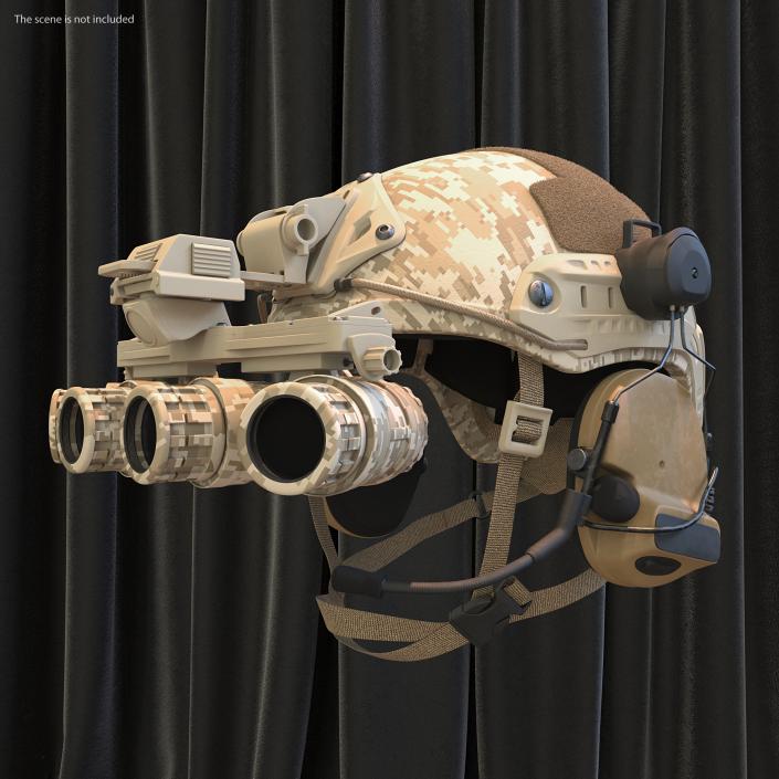 Tactical Helmet Digital Camo with Fur 3D