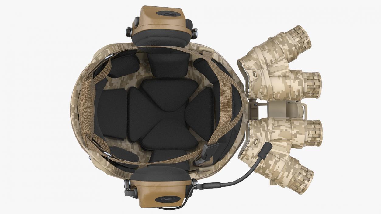 Tactical Helmet Digital Camo with Fur 3D