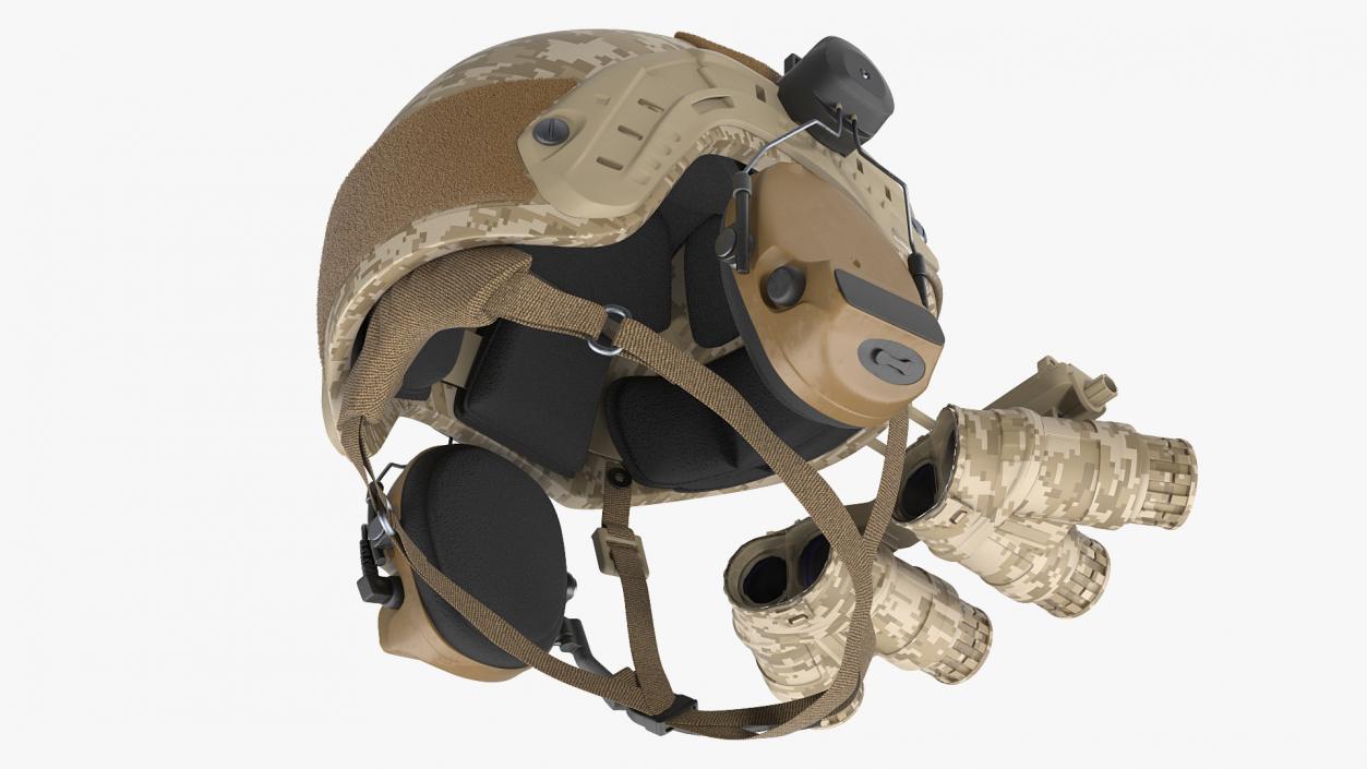 Tactical Helmet Digital Camo with Fur 3D