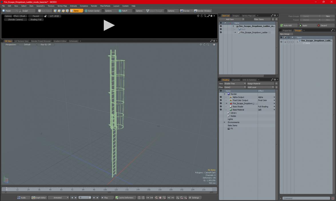 Fire Escape Dropdown Ladder 3D