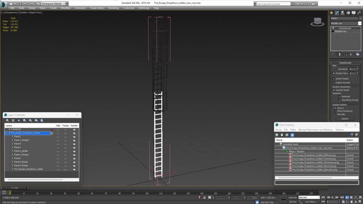 Fire Escape Dropdown Ladder 3D