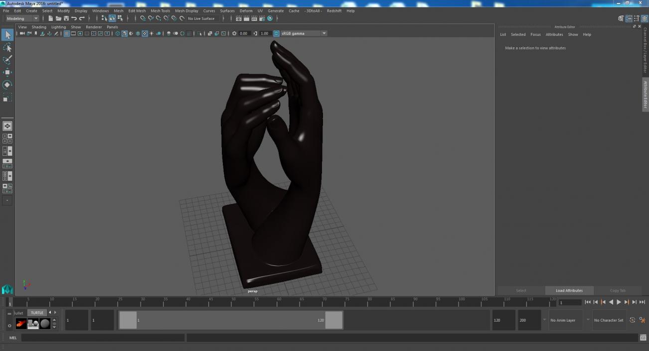 3D Hands Sculpture Black