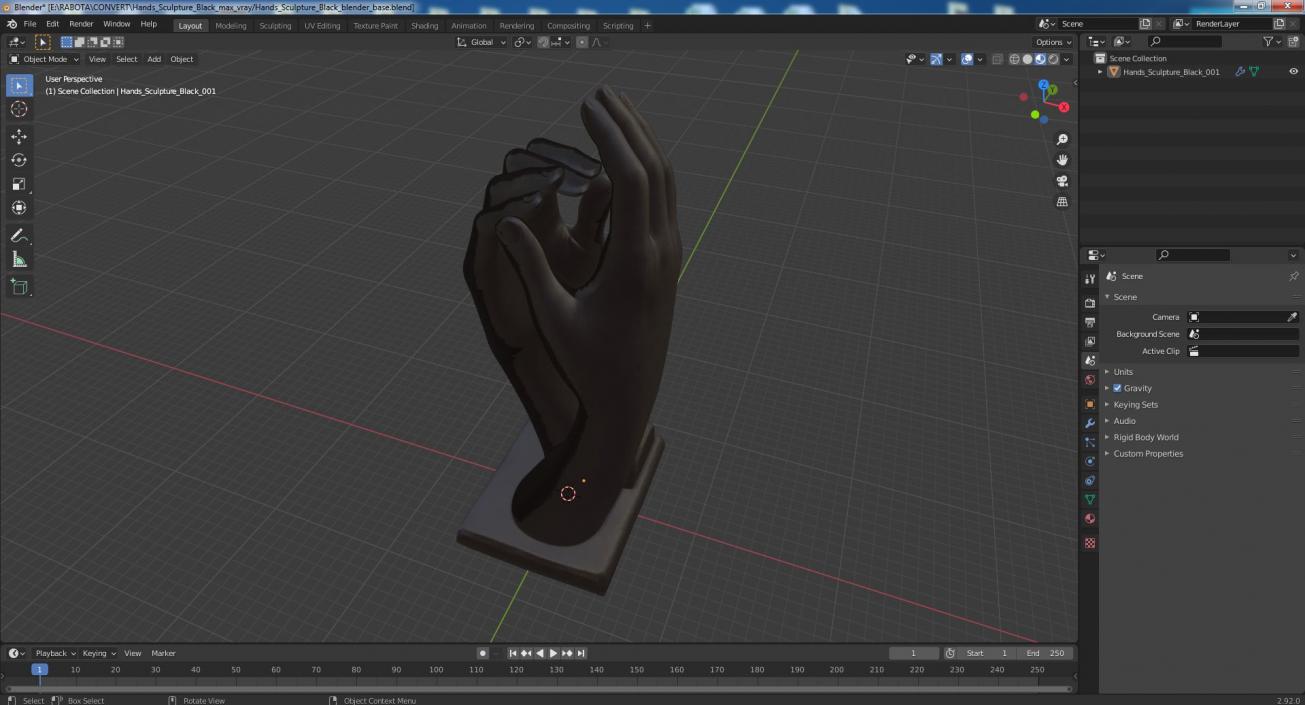 3D Hands Sculpture Black