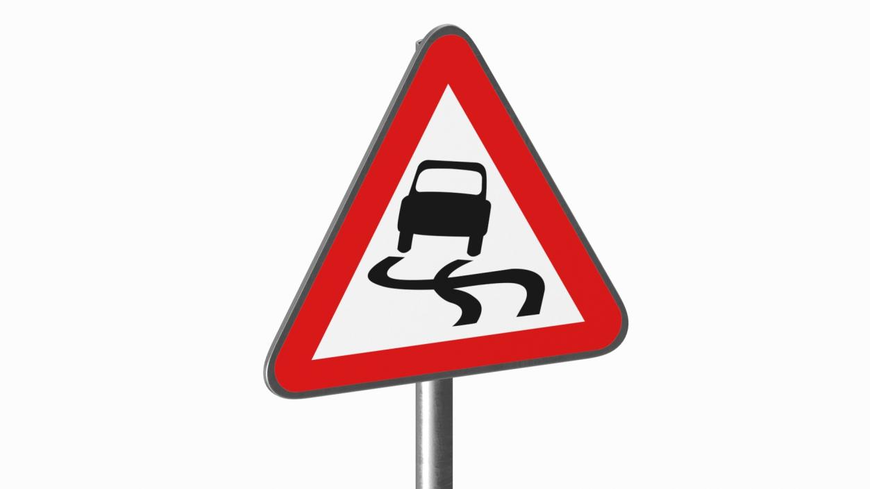 3D model Road sign Slippery Road 2