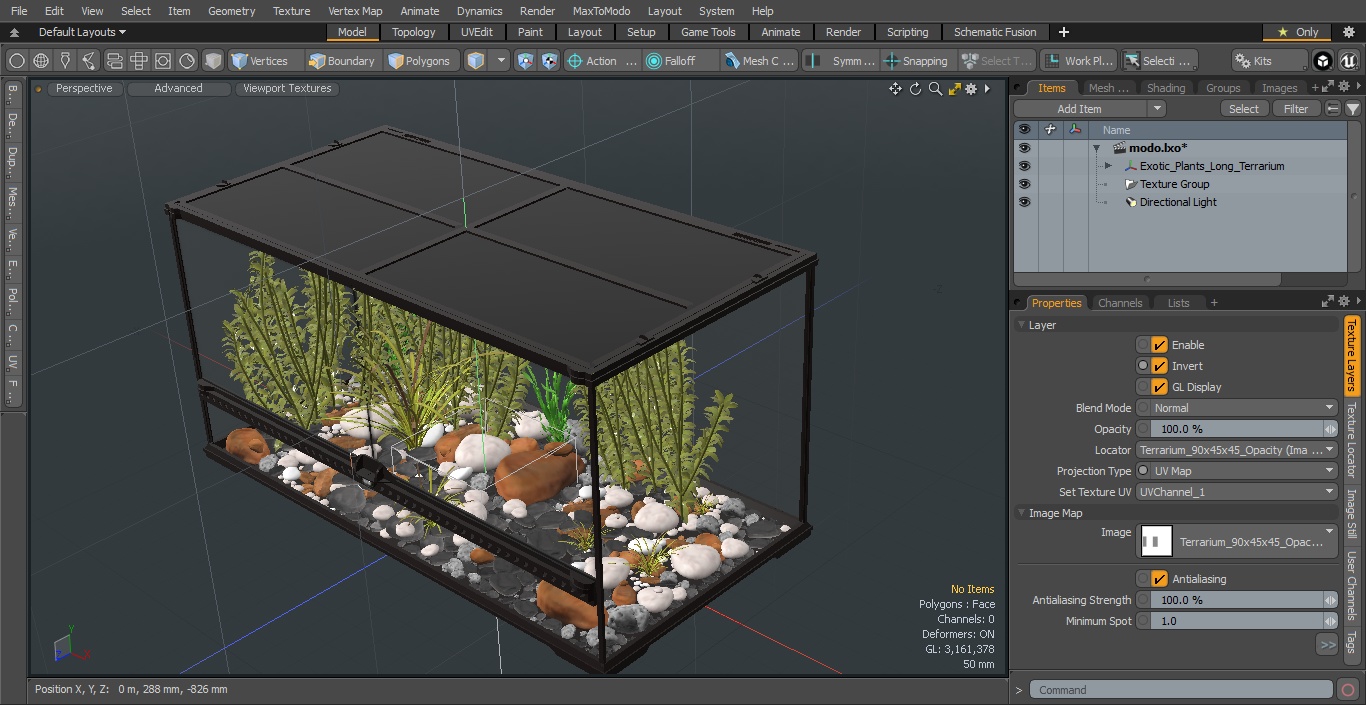 3D Exotic Plants Long Terrarium model